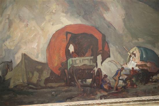 § Frank Brangwyn (1867-1956) Gypsy encampment 48 x 72in.